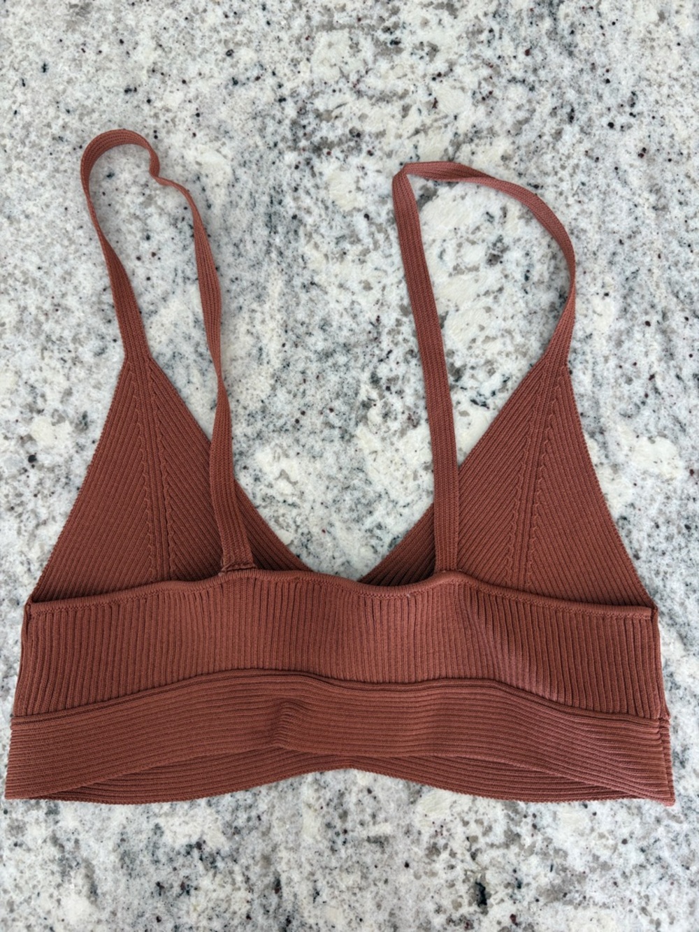 Zara Ribbed Rust-Brown Bralette - Picture 2 of 2